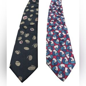 Enrico Coveri 100% Silk Dress Tie Made in Italy Bold Abstract Print Lot of 2